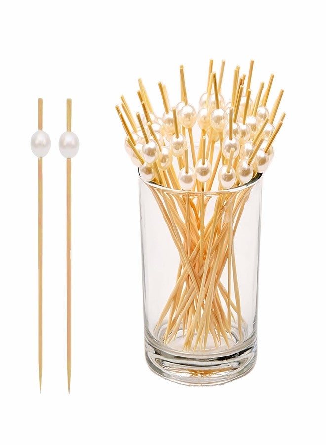 RyanDesign 4.7" White Pearl Bamboo Cocktail Toothpicks - 150 Count, Eco-Friendly Appetizer Picks for Drinks, Snacks & Party Decor (Grip-Enhanced, Non-Slip) (White) - Image 1